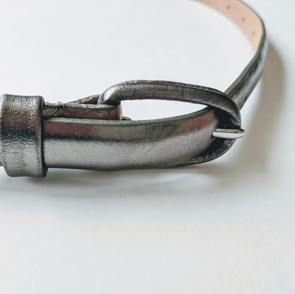 J. Crew Accessories - J. CREW Silver Leather Skinny Belt Size M